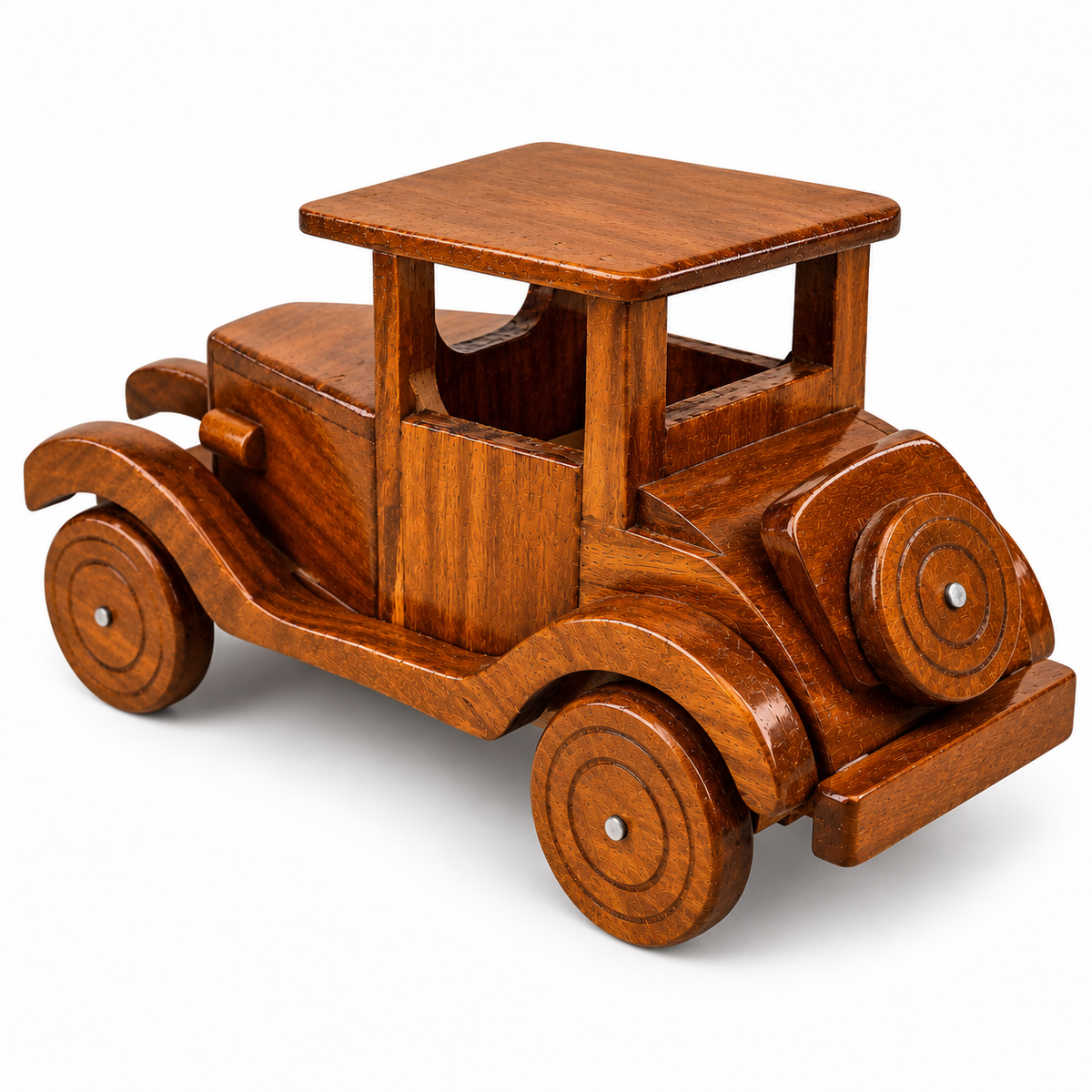 Vintage Handcrafted Wooden Classic Car Model