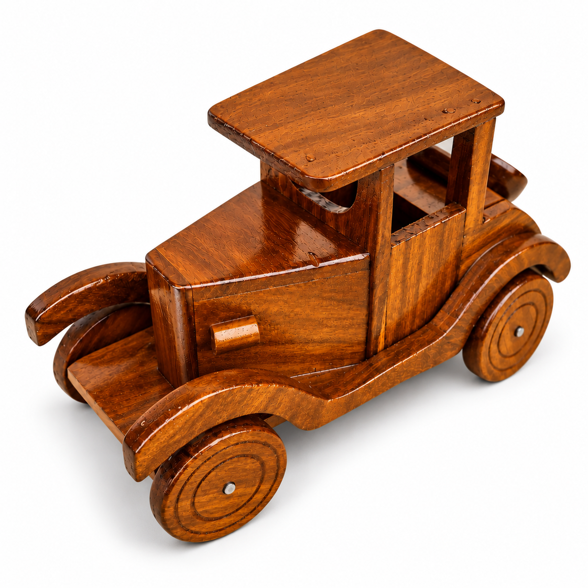 Vintage Handcrafted Wooden Classic Car Model