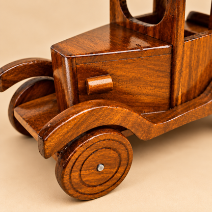 Vintage Handcrafted Wooden Classic Car Model