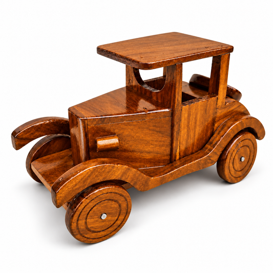 Vintage Handcrafted Wooden Classic Car Model