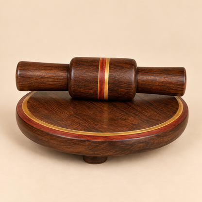Traditional Handcrafted Wooden Chakla & Belan Set