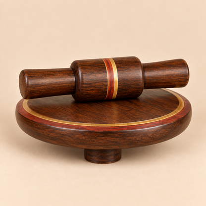 Traditional Handcrafted Wooden Chakla & Belan Set