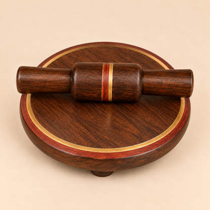 Traditional Handcrafted Wooden Chakla & Belan Set