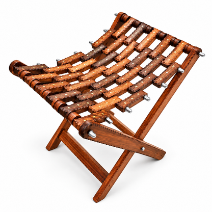 Foldable Handcrafted Wooden Lattice Stool / Footrest