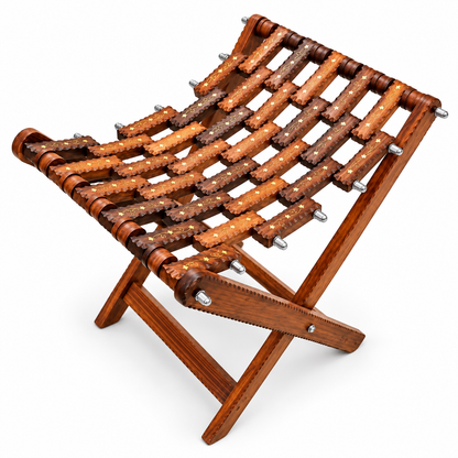 Foldable Handcrafted Wooden Lattice Stool / Footrest